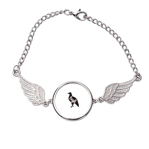 Bracelet Aigle Noir et Blanc et ailes d'ange en métal taille M