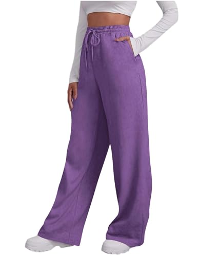 Pantalon jogging femme coupe ample droite en coton doux pour le sport et le quotidien