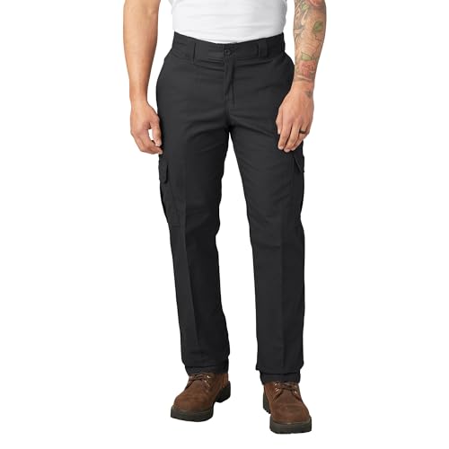 Dickies Mens Regular Straight Stretch Twill Cargo Work Utility Pants, Black, 30W x 30L US