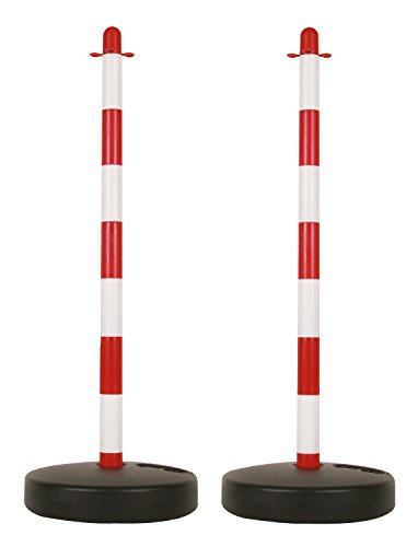 Poste De Plástico Para Cadena De Señalización - Color Rojo/Blanco - 2 Uds. - Protection-Security En Oferta Perel Scp90 - Poste De Plástico Para Cadena De Seguridad De Dos Piezas