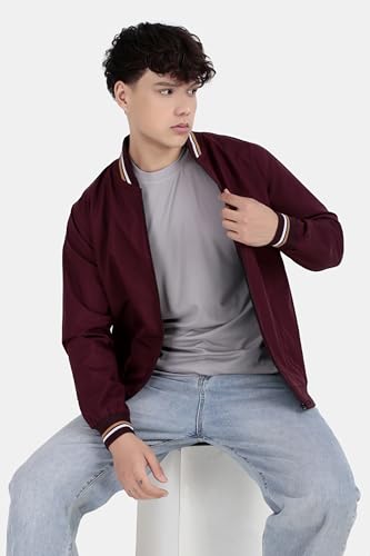 Image of Celary Men's Bomber Jacket Polyester Standard Length | Lightweight Casual Zip-Up Jacket | Stylish Slim Fit Outerwear for All Seasons