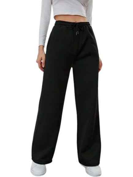 Image of Women's Relaxed Fit Grey Trouser, Straight Fits High Waist Pants with Pockets for Sporty & Casual Look