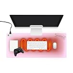 XPJBKC 80×33cm Heated Mouse Pad, Office Decor-Mouse Pad, Warm Desk Pad, Electric Heating Pad with Digital Display & 3 Heating Levels & 3 Hours Auto Shut-Off for PC Keyboard Laptop Office and Home Pink