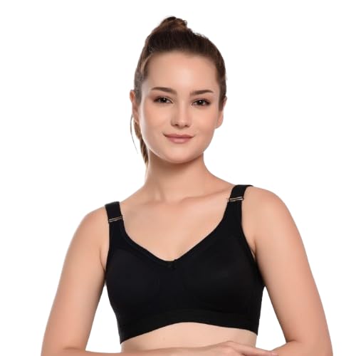 Women's Wirefree Non-Padded Bra Super Cotton Blend Elastane Stretch Full Coverage Everyday Bra with Concealed Shaper Panel and Adjustable Straps (Set of 1)-image-46