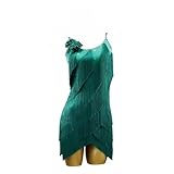 Yhwacyznm Vestidos De Baile Latino con Flecos En Capas Traje Profesional De Competición para Samba Vestidos De Tango Sin Espalda para Mujer Vestidos De Salsa con Tirantes,Verde,S