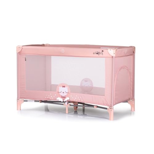 Chipolino Reisebett Capri, seitlicher Eingang, Tragetasche, große Seitentasche, Farbe:rosa Daisy