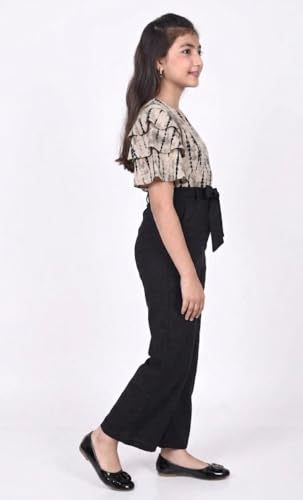 Image of Girls Flared Sleeves Printed Jumpsuit-66