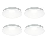 IN HOME 14-inch LED Flush mount Ceiling Light MS Series 25W (125 Watt equivalent), Dimmable, 5000K (Daylight), 2053 Lumens, White Finish with Acrylic shade, (4 pack) ETL and ENERGY STAR listed