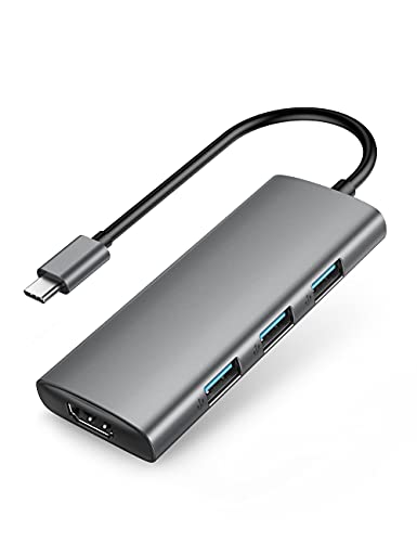 USB C Hub, 7-in-1 USB C Adapter with 3 USB 3.0 Ports, 4K HDMI Port, SD/TF Cards Reader, A 100W PD Pass-Through Charging Port for Type-C Laptops