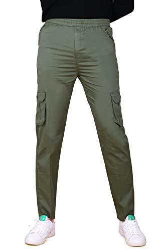 Image of KARTAVYA Cotton Cargo Track Pant for Men, Men's Regular Fit Track Pants Lower with Multi-Pockets & Side Pockets, Regular Fit for Men Track, Pajama for Men