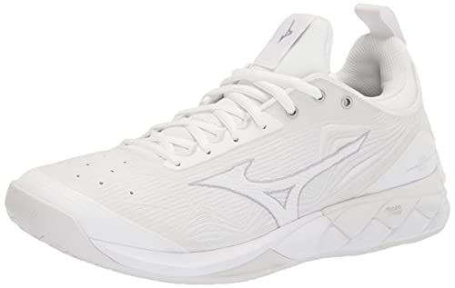 Mizuno Tênis de vôlei feminino Wave Luminous 2, Branco e prata, 9