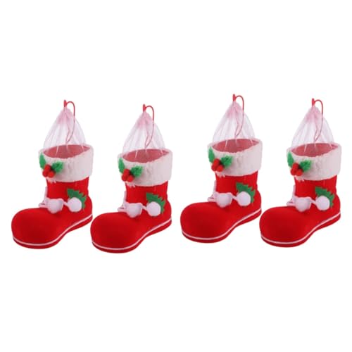 Veemoon 2 Unidades De Botas De Navidad Rojas Santa Claus Calcetines Decorativos para y Adornos De Chimenea Decorar El Árbol De Navidad y Crear Un
