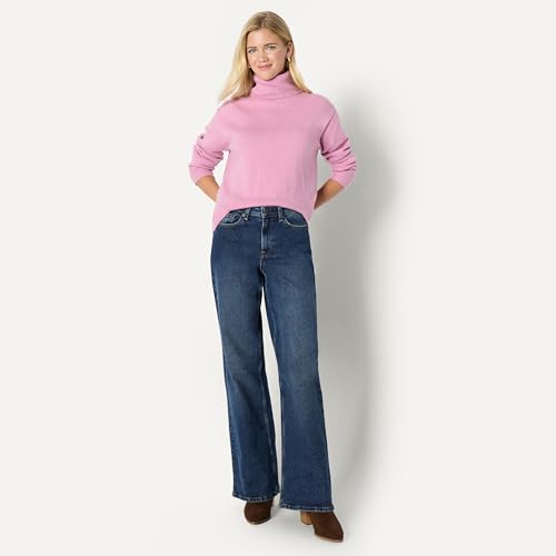 Image of Amazon Essentials Women's Relaxed-Fit Cotton Blend Turtleneck Pullover Sweater with Dropped Shoulders, Rib Trim
