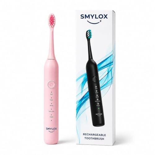 Image of Smylox Go Rechargeable Electric Toothbrush for Adults | 2 Brush Heads | 5 Cleaning Modes | 120-Day Battery Life | 2-Min Smart Timer with QuadPacer | IPX8 Waterproof | USB-C Fast Charging, 1-Y Warranty
