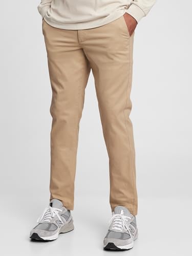 Image of Men's Solid Slim Chinos Casual Trouser, Brown, 28 /30