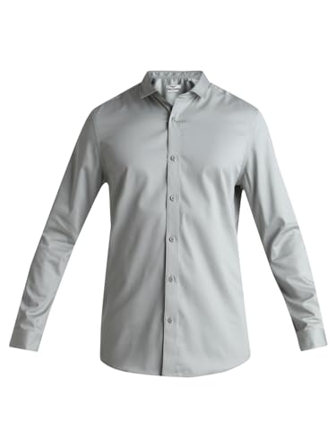 Image of Jack & Jones Men's Cotton Slim Fit Solid Opaque Checked Spread-Collar Casual Shirt
