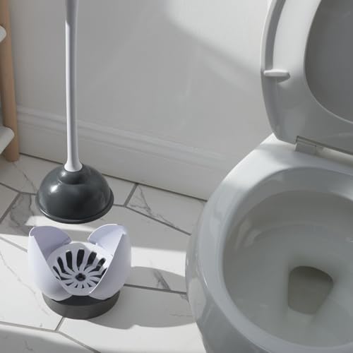 Clorox Toilet Plunger with Hideaway Holder Caddy Heavy-Duty Compact Design with Non-Skid Rubber Base for Bathroom Convenient Storage Toilet Unclogger, 6.5x19.5-Inch, White - image 7