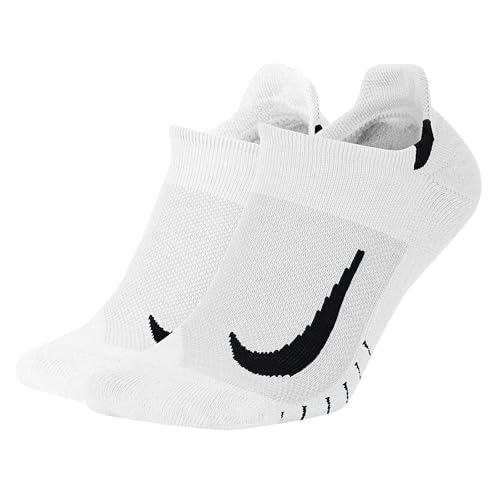 NIKE(ナイキ) 靴下 2足入 2P マルチプライヤー ノーショウ ソックス SX7554-100 NIKE Multiplier Running No-Show Socks メンズ レディース (WHT/BLK, 2729)
