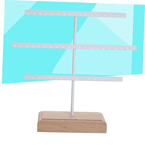 Ciieeo 52trous Présentoir à Boucles Oreilles Fer Avec Présentoir à Bijoux Blanc