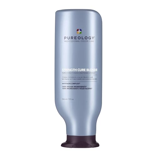 Pureology Strength Cure Blonde, Purple Conditioner, Restore & Tone for Brassy Blonde Hair, Vegan Formulas, Sulphate Free for a Gentle Cleanse
