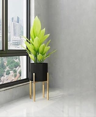 SH IMPEX Modern Metal Floor Flower Stands Display Plant Stand Tall Indoor Plant Stand with Planter Pot (White-Gold) , (1 Piece) (Black-Gold) (B0CV7GXZWD) Amazon Price History, Amazon Price Tracker