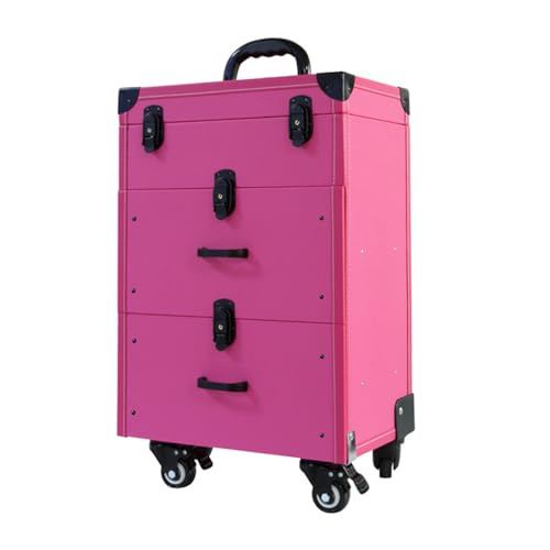 Wenrox メイクボックス キャスター付き メイクキャリーケース ファッション 大容量 プロ 化粧箱 鍵付き収納ケース 簡単に開閉できる、安定した耐久性 ホイールコス収納ボックス メイクボックス大容量プロ用タトゥーネイルアート用万向ブレーキホイールレバー