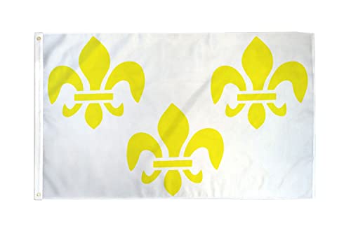 AZ FLAG - Drapeau 3 Fleur de Lys Blanc et Or - 150x90 cm - Drapeau Royaume De France - Royaliste 100% Polyester Avec Oeillets Métalliques Intégrés - Pavillon 110 g