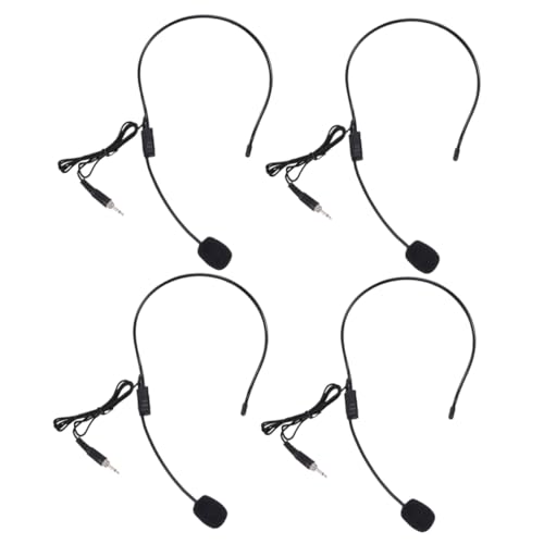 OFFSCH 4Pcs Condenser Earhook Microphone Headset for Voice Amplifier Sound Pickup Compatible with Segment Systems for Teaching Presentations