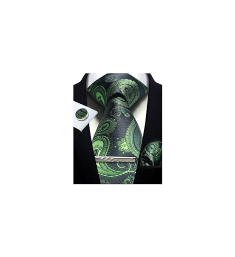 Image of Paisley Floral Mens Tie Formal Necktie Pocket Squares Ties Clips Cufflinks Classic for Men Set