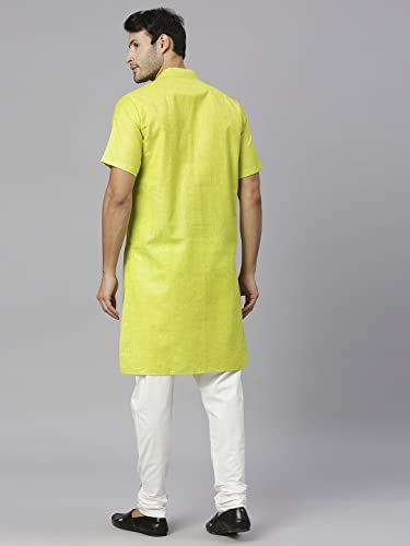 Image of Rajubhai Hargovindas Men's Pure Cotton Woven Design Half Sleeve Kurta