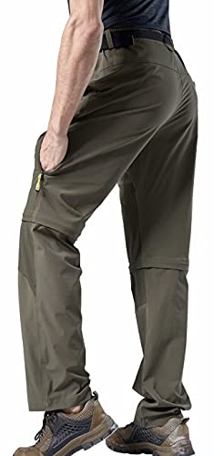 Mens Convertible Hiking Pants, Quick Dry Fishing Pants, Zip Off Stretch Upf 50 Outdoor Camping Pants With 5 Pockets Green Medium #TOP6