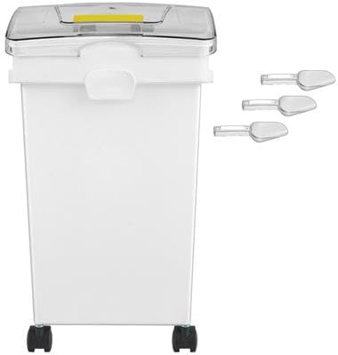 Happybuy 3-Pack 6.6Gallon/25L Rice Storage Containers with Wheels, Airtight Lid, 3 Scoops for Dog Food, Grains & Flour in Kitchen