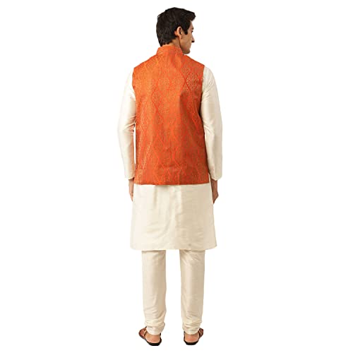 Image of SOJANYA (Since 1958, Men's Silk Blend Grey Kurta Pyjama & Silk Blend Jacket Combo
