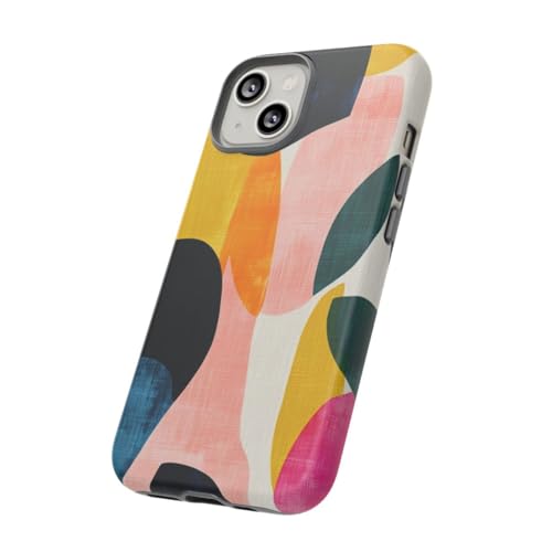 Coque iPhone 14 motif abstrait rigide mate bleue
