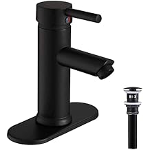 Black Bathroom Sink Faucet Matching Pop Up Drain with Overflow Single Handle One Hole Bathroom Faucet Brass Bath Vanity Deck Mount Commercial