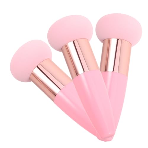 PENIKOKO 3 Piezas Hojaldre de cabeza de hongo polvo champiñón cosmético esponja con mango esponja de maquillaje esponjas de maquillaje para la cara aplicador de base tubo de aluminio rosa