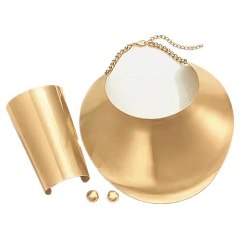 LifflyLadys Gold Necklace Set Gold Jewelry Set Chunky Gold Choker Necklace Big Cuff- African Egyptian Statement Jewelry Costume Accessories Birthday Party for Women