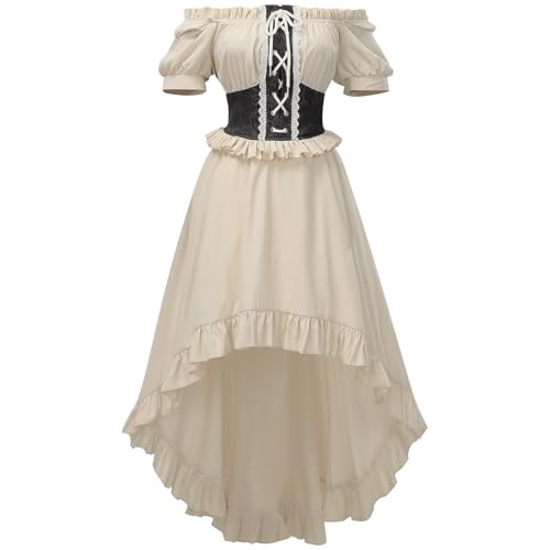 Robe médiévale femme longue avec ourlet à volants style gothique victorien