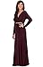 KOH KOH Plus Size Womens Long Sleeve Sleeves Kaftan V-Neck Flowy Formal Wedding Guest Fall Winter Evening Day Empire Waist Abaya Muslim Gown Gowns Maxi Dress Dresses, Maroon Wine Red XL 14-16