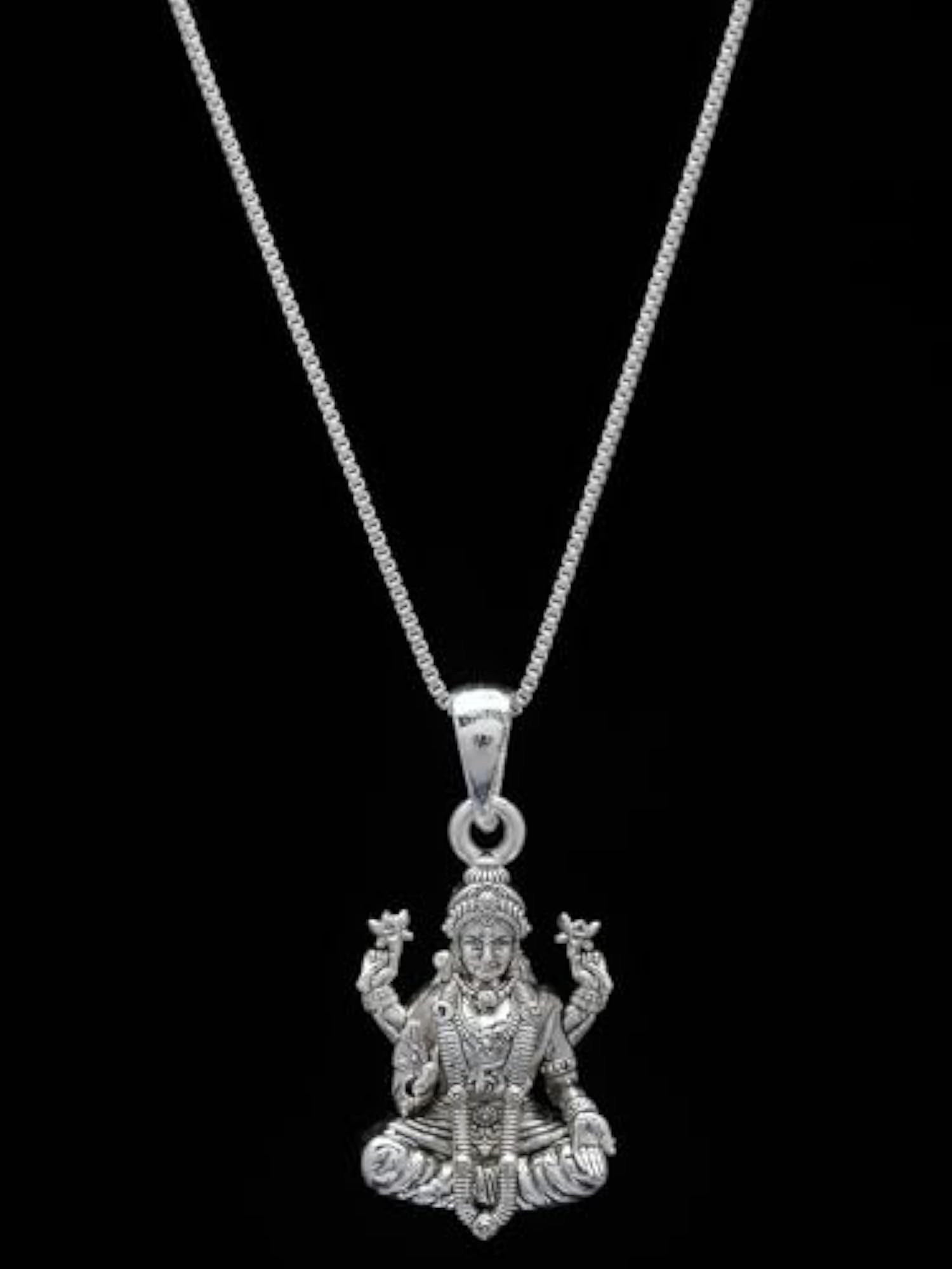 Women's 925 Sterling Silver Goddess Lakshmi Pendant Necklace