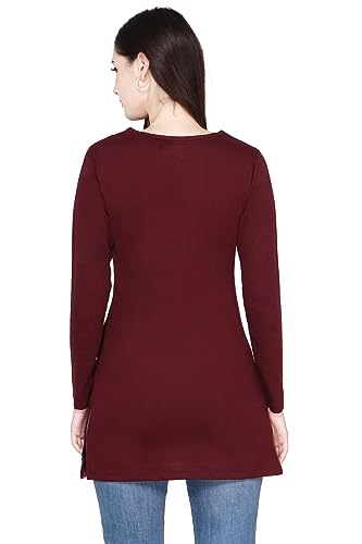 Image of Women Printed Full Sleeve Cotton Tshirt with Side Slits & Pocket | Small - 7XL Size