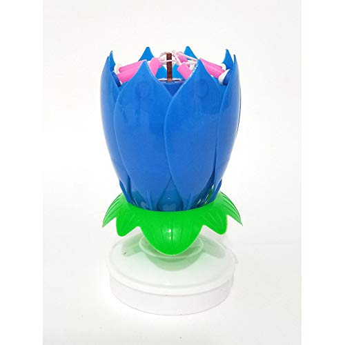 Alician Double Layers Lotus Musical Happy Birthday Candles Romantic Flower Light Cake Kids