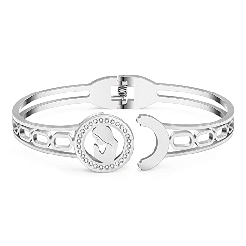 Bamay Stainless Steel 18K Gold Silver Plated Bangle Bracelets For Women Girls Mom Gifts Novelty Jewelry (Silver Plated Women) #TOP2