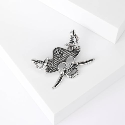 Image of Punk Skull Head Cross Sword Brooch Pin Cool Skeleton Lapel Pin for Dress Suit Decor Halloween Party Clothing Accessories for Women Men