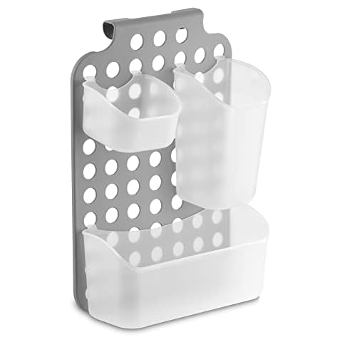 DecorRack Adjustable Hanging Storage, 3 Bins Over Shower Door Organizer, Bathroom Storage With Removable Baskets For Space Saving, BPA Free Cover