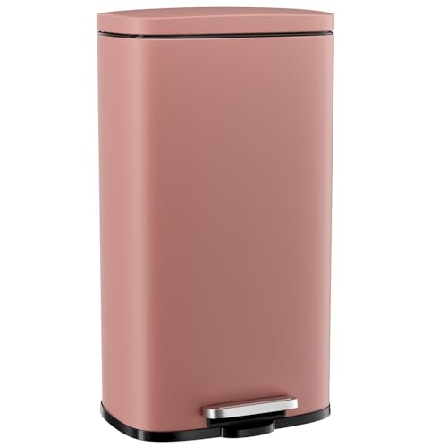 Clevich Kitchen Bin 8 Gallon (30 L) Stainless Steel Pedal Rubbish Bin with Soft-Close Lid Foot Pedal Removable Plastic Inner Bucket for Kitchen Bathroom Office
