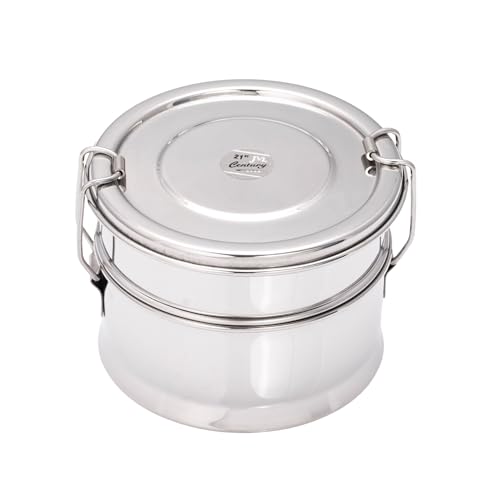 Image of JVL Stainless Steel 2 Tier Lunch Box (Round, Small)