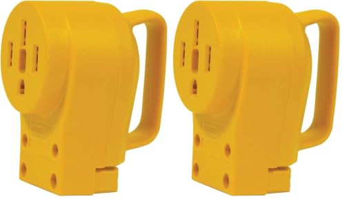 Image of Camco Power Grip Camper /RV 50-Amp Female Replacement Receptacle - Features Power Grip Handle & Accepts #4 - #10 Gauge Wire (55353) (Pack of 2)