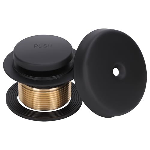 PRIMSOPH Tip-Toe Tub Drain Trim Kit with One Hole Overflow Faceplate Conversion Kit Assembly Universal Fine Coarse Thread Replacement Matte Black