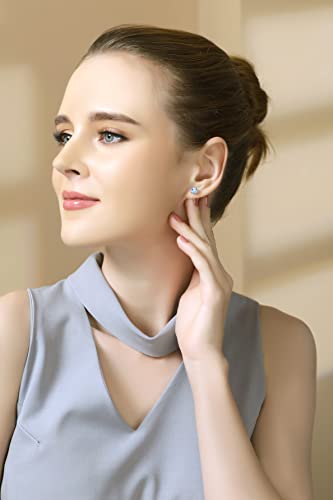 Sterling Silver Birthstone Earrings for Women, Genuine or Synthetic Gemstone 6mm Round Solitaire Stud Earring for Bridesmaids2